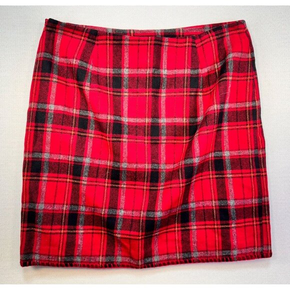 Eddie Bauer Womens Plaid Wool Blend Skirt Size 12 Red Academia - Picture 7 of 9